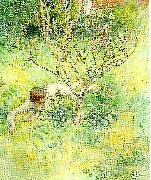 Carl Larsson naken flicka under prunusbusken oil painting reproduction